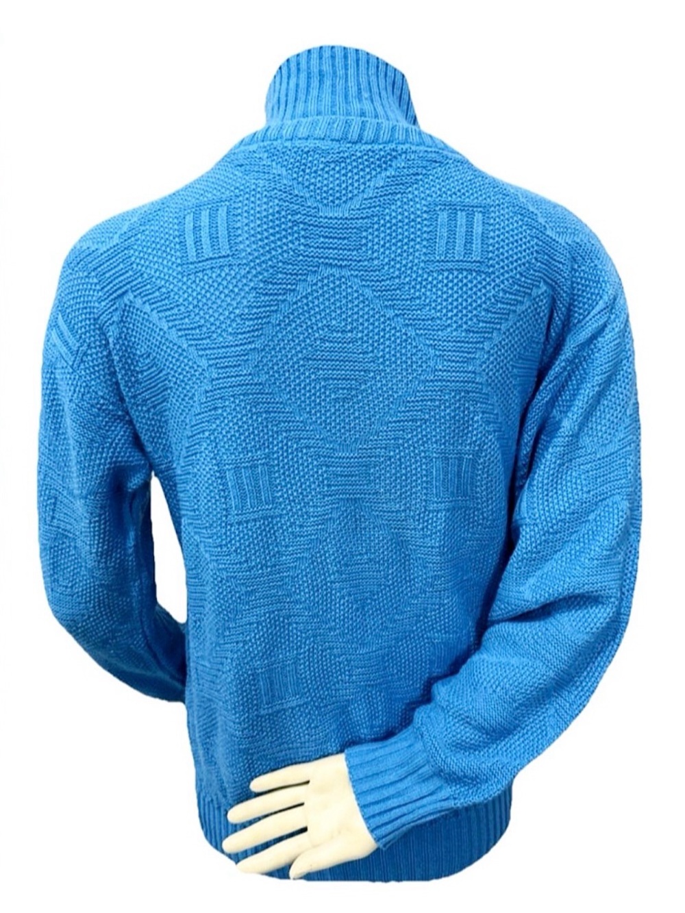 Vintage Keneth Too! Blue Knit Mock Neck Sweater Made in USA M - Picture 3 of 9